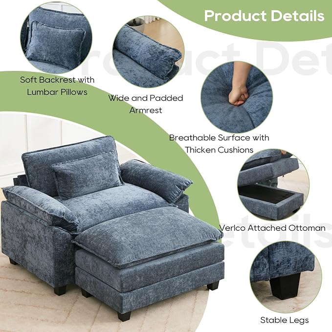 Oprisen 53" Modular Sectional Sofa, Comfy Cloud Couch Sectional Sofa - Image 5