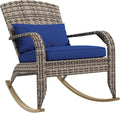 Outsunny Outdoor Wicker Adirondack Rocking Chair, Patio Rattan Rocker Chair by Outsunny