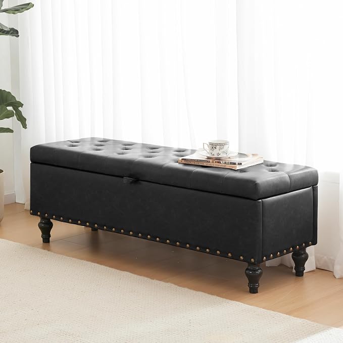 Mangodan 50" Storage Ottoman Bench, Tufted Ottoman by Mangodan