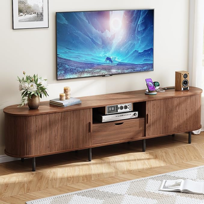 ONBRILL 86.6" TV Stand with Power Outlet by ONBRILL