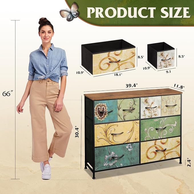 WLIVE 8 Drawer Dresser for Bedroom, Wide Fabric Dresser Storage Organizer - Image 3