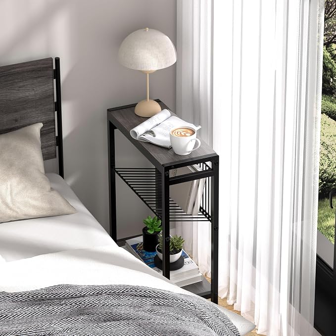 End Table Set of 2 for Small Space, 3-Tier Narrow Side Table - Image 5