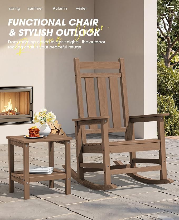 KINGYES Oversized Outdoor Rocking Chair Set of 2, All-Weather Patio Rocking - Image 9