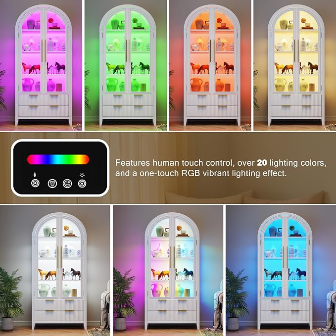Vlsrka 71" Arched RGB Curio Cabinet - Image 4