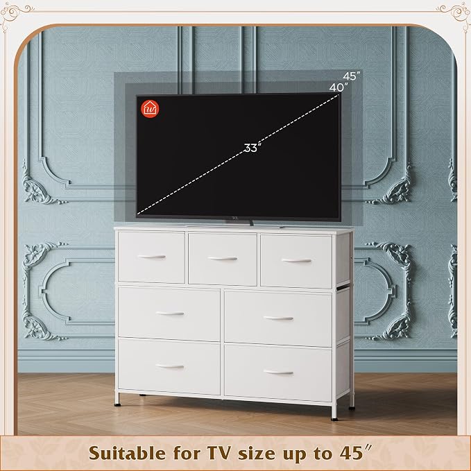 WLIVE 7 Drawer Dresser TV Stand, Dressers - Image 6