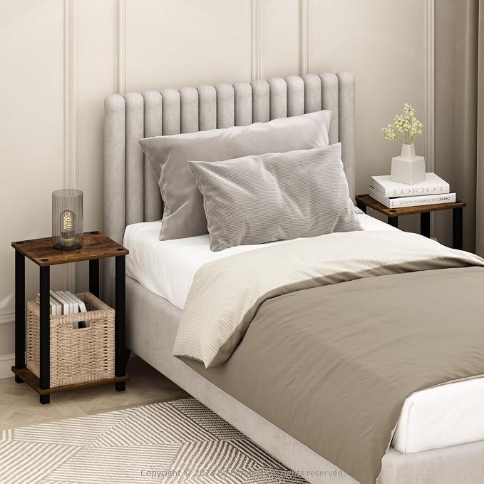 Furinno Simplistic Night Stand Set of 2, 2-Tier Small Nightstand - Image 3