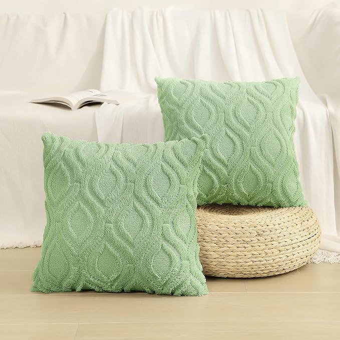 decorUhome Summer Throw Pillow Covers 18x18 Inch Set of 2, Soft Plush Faux Wool - Image 8