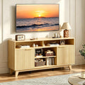 VINGLI Boho Fluted TV Stand for 70 Inch TV, Tall Wooden TV Console by VINGLI