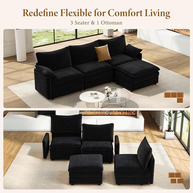 Vesgantti 108" Modular Cloud Couch, Deep Seat Sectional Sofa - Image 7