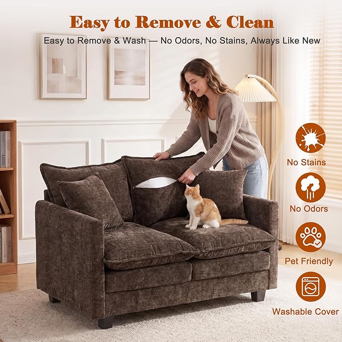 Loveseat Sofa Cloud Sofa Couch 50'', Modern Loveseats 2 Seat Couch 27" Deep Seat - Image 6