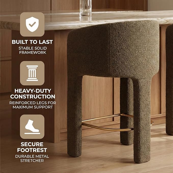 HNY Modern Counter Height Bar Stools, 26”H Barrel Counter Stools - Image 6