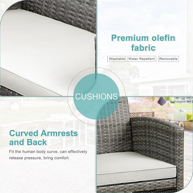 SUNLEI Patio Furniture Set 4 Piece Outdoor Furniture Set, PE Rattan Wicker - Image 4