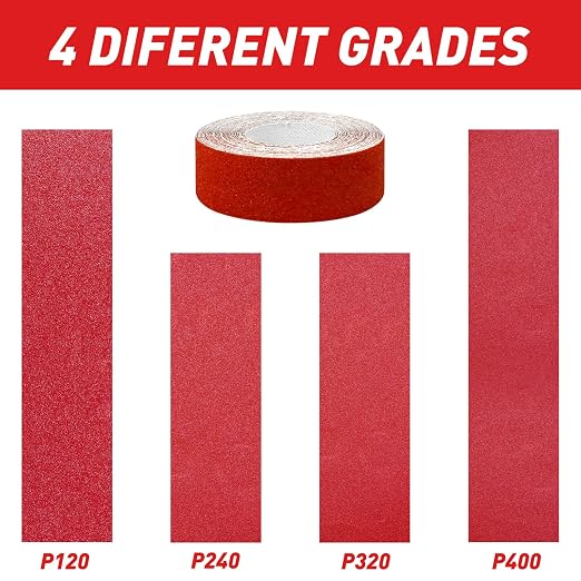 Emery Cloth Roll, 4 Grits 1'' x 19.7' Sandpaper Roll 120 240 320 400 Emery Cloth - Image 9