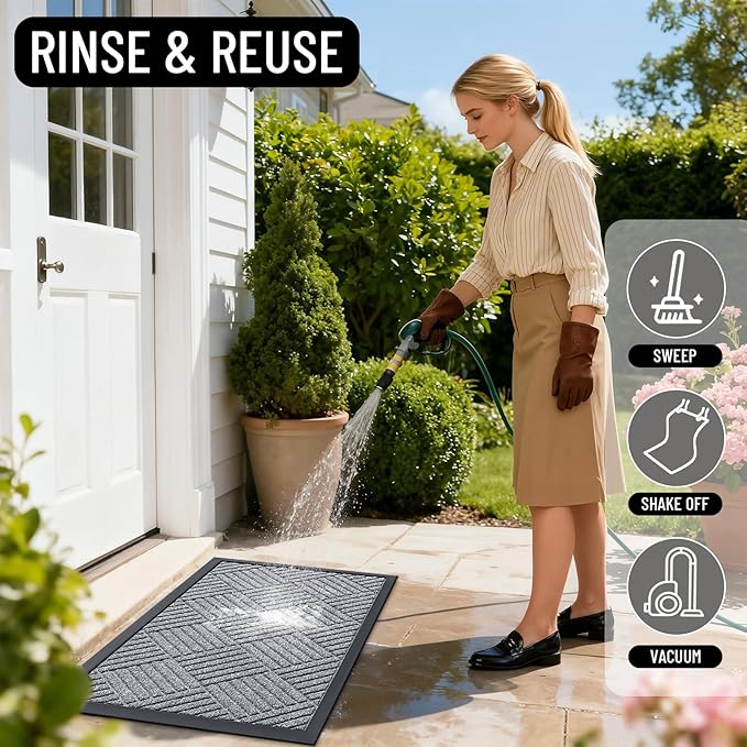 OLANLY Front Door Mat Outside Entrance 47x23, Heavy Duty Sturdy Natural Rubber - Image 7