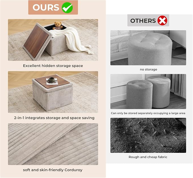 Cube Storage Ottoman, Ottoman Footstool - Image 5