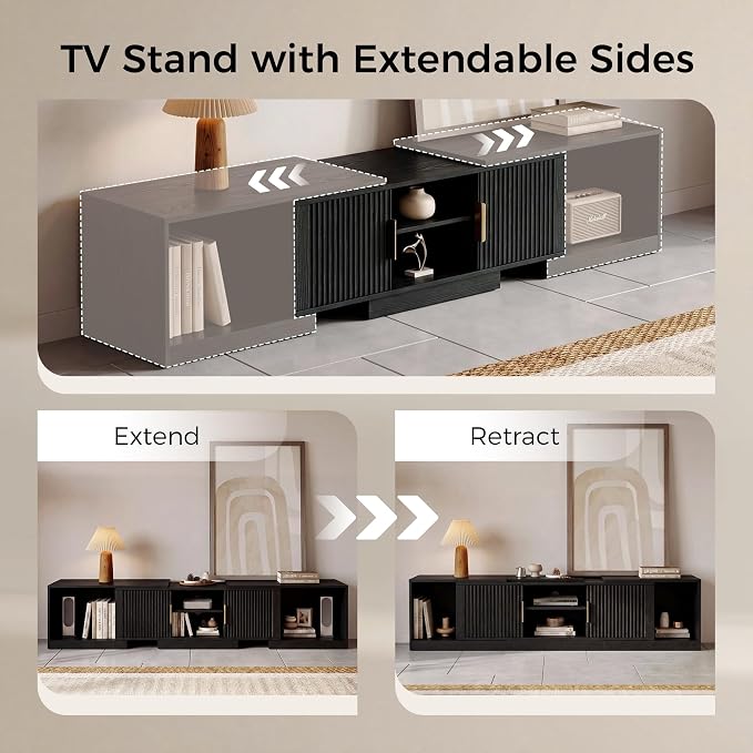 IRONCK TV Stand for 55-80 Inches TVs, Extendable Corner Entertainment Center - Image 4