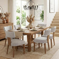 HNY Set of 6 Mid Century Modern Dining Chairs, Farmhouse Linen Fabric by HNY