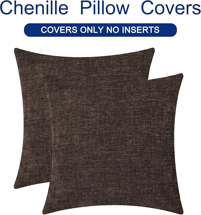 CaliTime Throw Pillow Covers Decorative 16 X 16 Inches Pack of 2 Cozy Chenille - Image 6