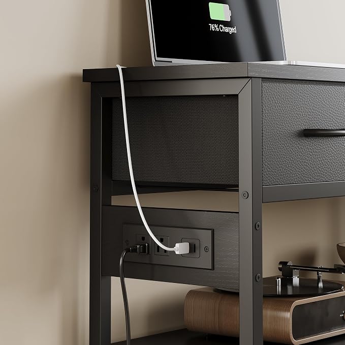 Lulive Entryway Table with Power Outlets, Console Table with 3 Fabric Drawers - Image 5