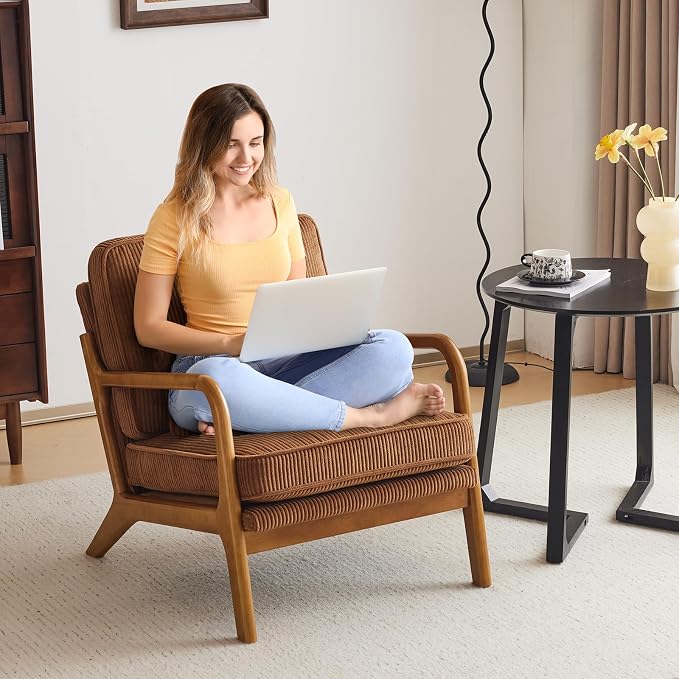 Karl home Mid-Century Modern Accent Chair, Living Room Chairs - Image 7