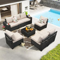 JOYURE 8 Pieces Patio Furniture Set All-Weather Outdoor Wicker Sectional by JOYURE