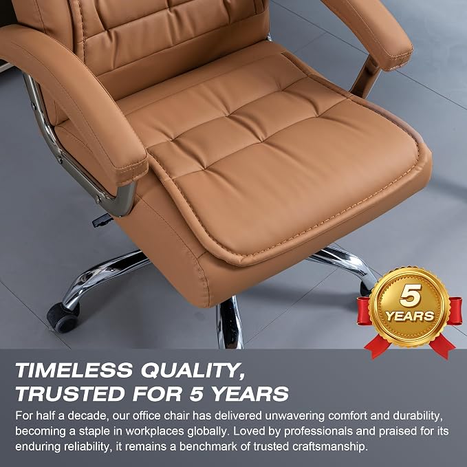 Executive Office Chair Adjustable Leather Chair High Back Swivel Office Desk - Image 6