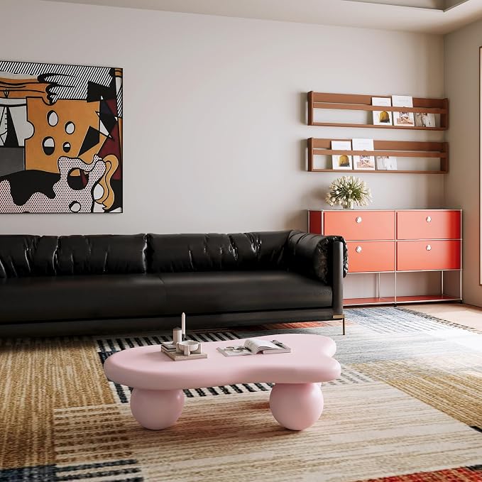 40” Cloud Coffee Table with 3 Ball Legs, Modern Irregular Center Table - Image 7