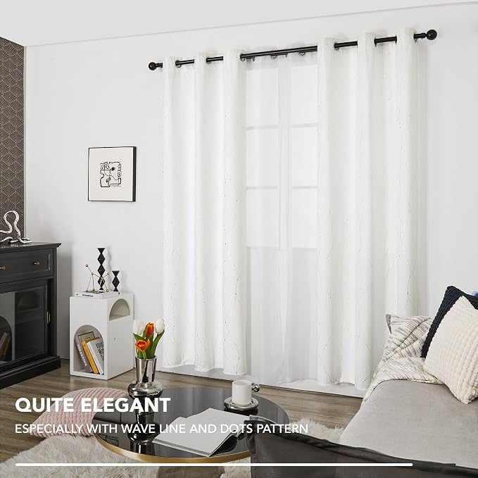 Deconovo White Short Curtains, Room Darkening Curtain, Thermal Insulated - Image 9