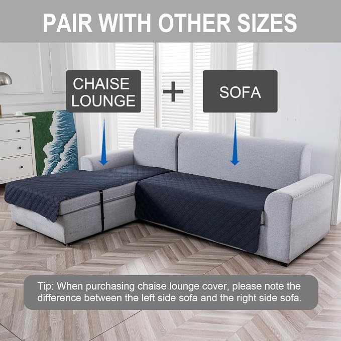 Genina L Shape Couch Cover, Sectional Couch Chaise Covers, Waterproof Washable - Image 3