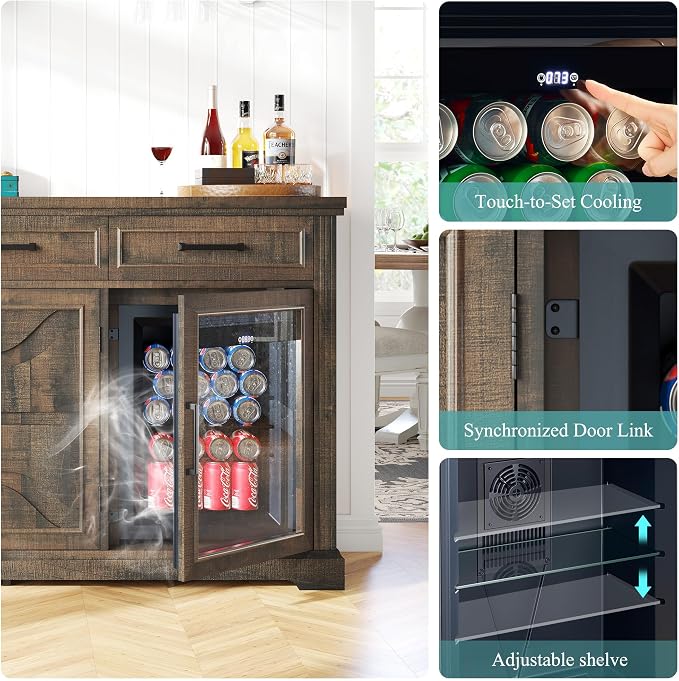 LUXOAK 60" Farmhouse Coffee Bar Cabinet - Image 3