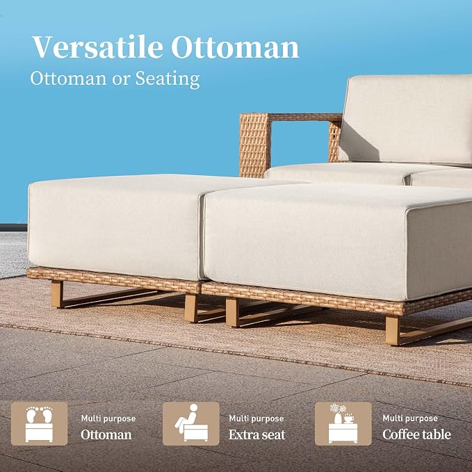 SUNSHINE VALLEY 4 Pieces Patio Furniture Set, Outdoor Rattan Wicker Chairs and - Image 4