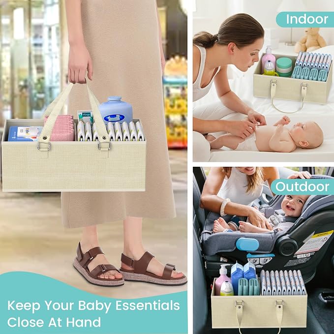 2In1 Baby Diaper Caddy & 3-Tier Rolling Cart, Diaper Caddy Organizer Carts - Image 5