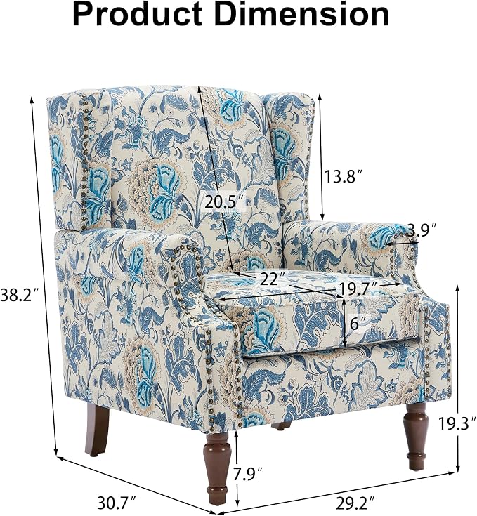 Pia Ricco High Back Floral Accent Chair - Image 2