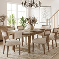 HNY Mid Century Modern Dining Chairs Set of 6, Farmhouse Linen Fabric by HNY