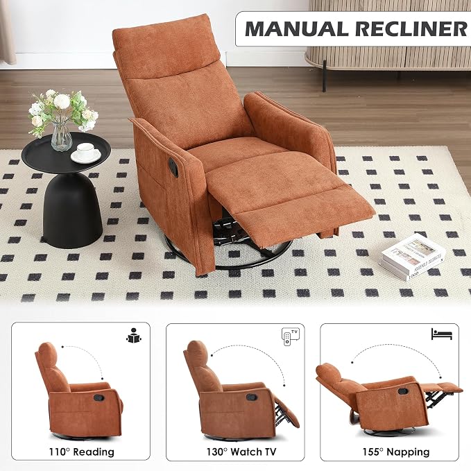 Trustyue Swivel Rocker Recliner Chair, 360° Swivel Recliner - Image 6