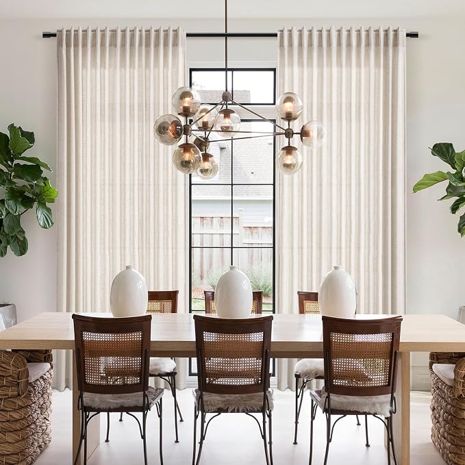 Beige Linen Textured Curtains 2 Panels Set 60 Inches Long - Image 7