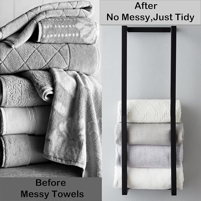 Towel Rack for Rolled Towels, Towel Rack for Bathroom, Wall Mounted Metal - Image 2