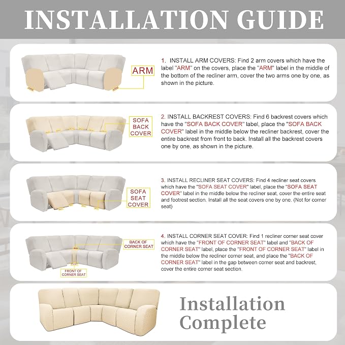 100% Waterproof Sectional Recliner Couch Covers - Image 7