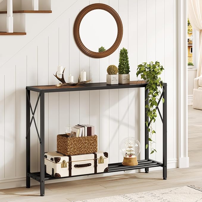 Tajsoon Console Table 41.8”, 2-Tier Industrial Entryway Table, Narrow Entrance - Image 8