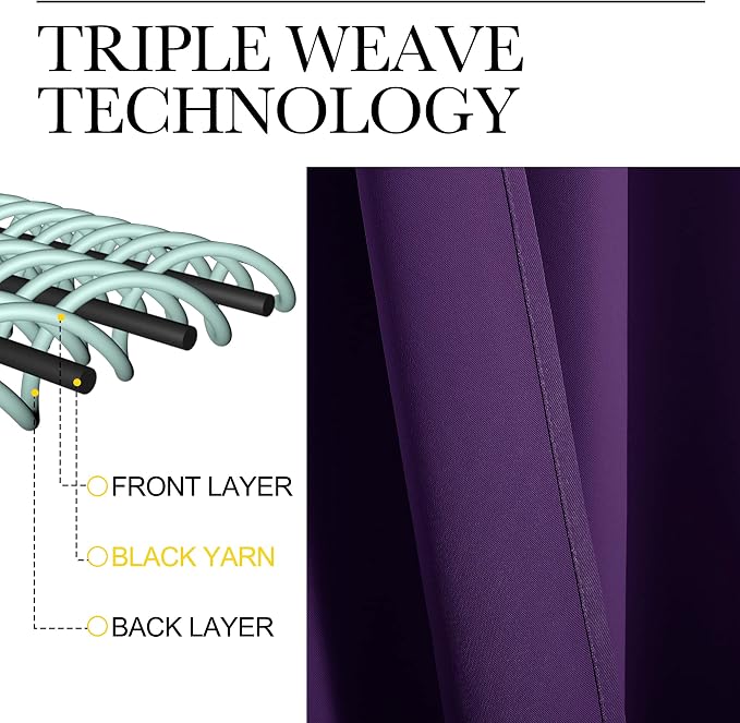 NICETOWN Purple Blackout Curtains 78 inches Long, Niose Reducing and Thermal - Image 4