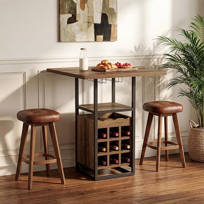 LITTLE TREE Square Bar Table, Wine Bar Cabinet - Image 4