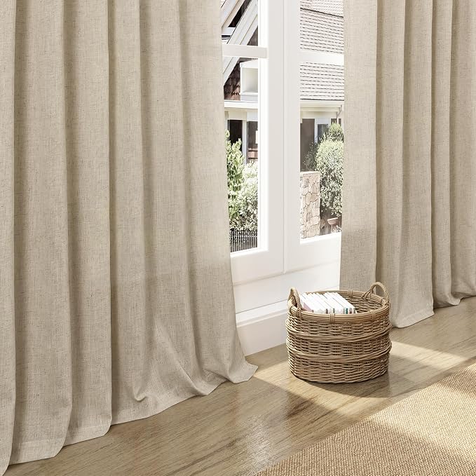 Eggshell Beige Linen 112 Inch Curtains - Image 5