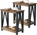 ChooChoo Farmhouse End Table Set of 2, Rustic Vintage Narrow End Side Table by ChooChoo