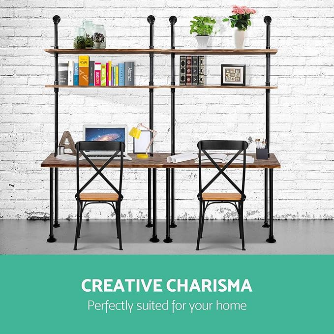 Computer Desk with Storage Shelves, Home Office Writing Desk, Bookshelf Laptop - Image 5
