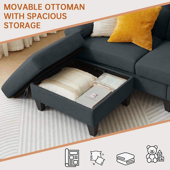 2 Piece Sectional Sofa Set, 3 Seat L Shaped Couches - Image 5