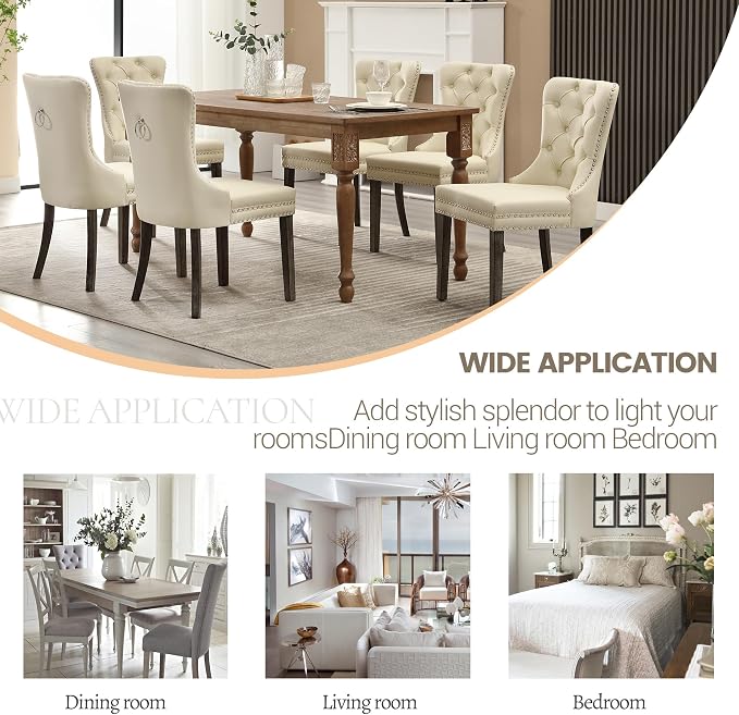 KCC Faux Leather Dining Chairs Set of 4, Upholstered High-end Tufted Dining - Image 7