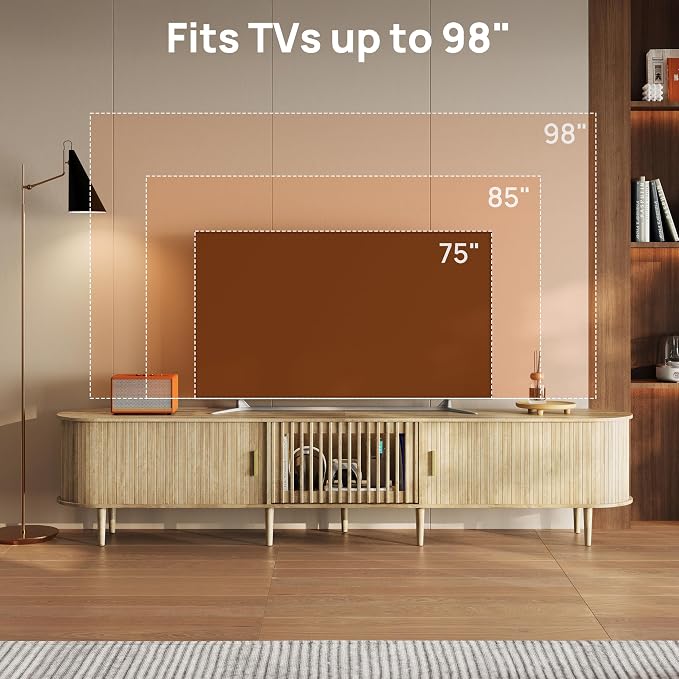 94.5" Fluted Mid Century Modern TV Stand - Image 3