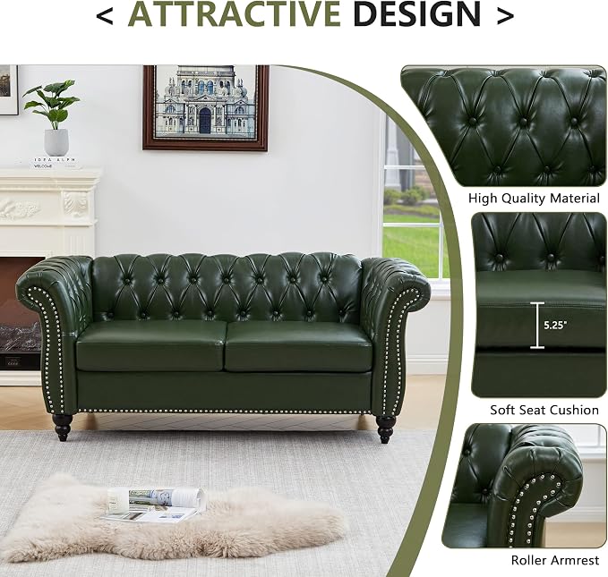 QHITTY 2 Piece Living Room Set, Sectional Chesterfield Sofa Chair Contemporary - Image 4
