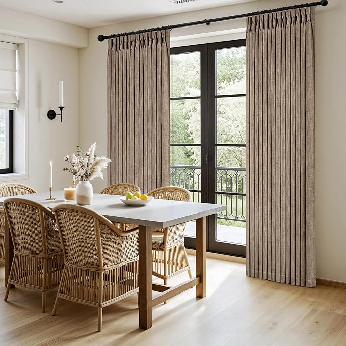 MIULEE Pinch Pleated Thick Linen Curtains 102 Inches Long 2 Panels - Image 3