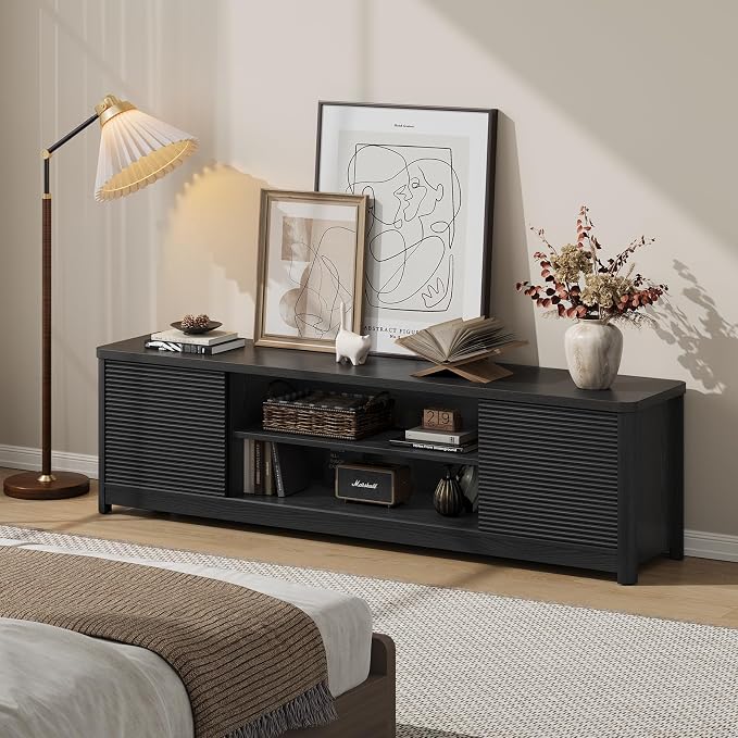 Fluted TV Stand for Living Room, Mid Century Modern Entertainment Center - Image 7